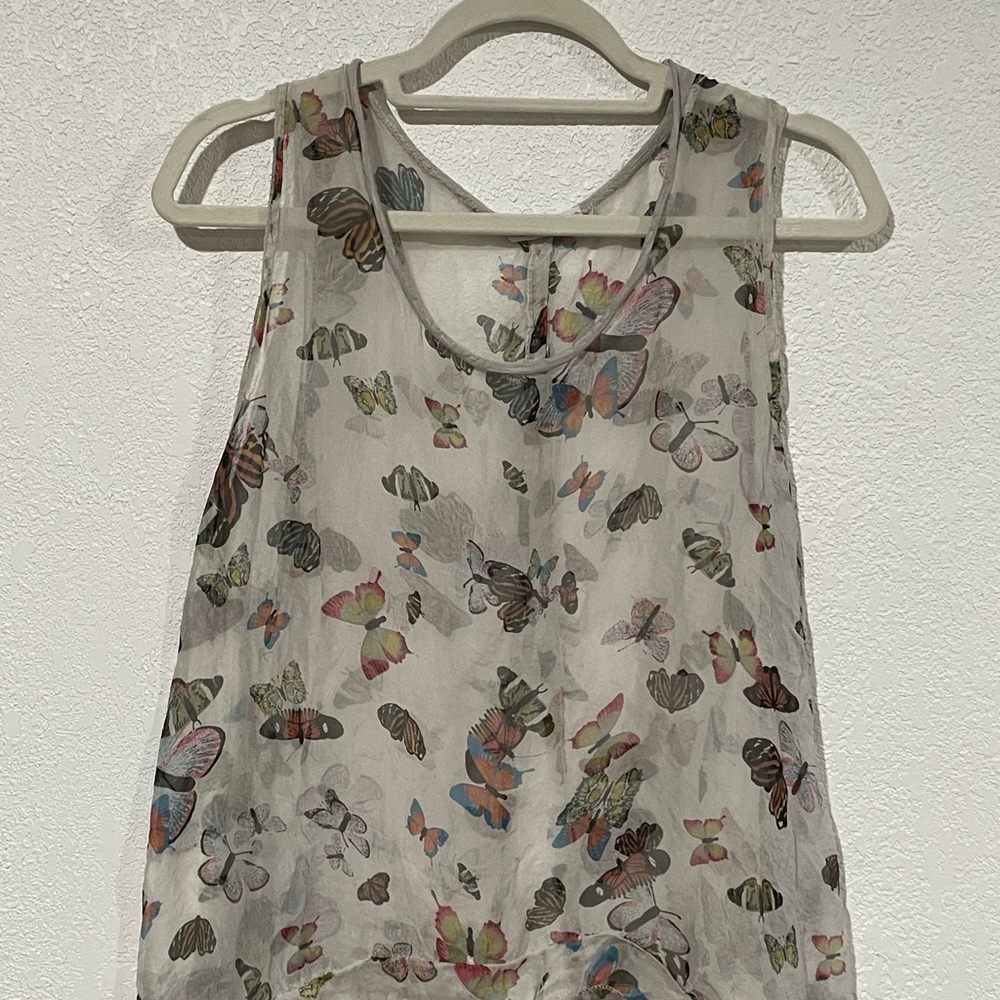 Nina Kendosa Butterfly Print Sheer Blouse